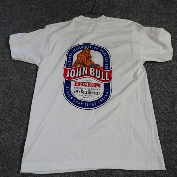 Vintage John Bull Beer T-shirt Medium White Double Sided Screen Stars Old Stock - Picture 2 of 5